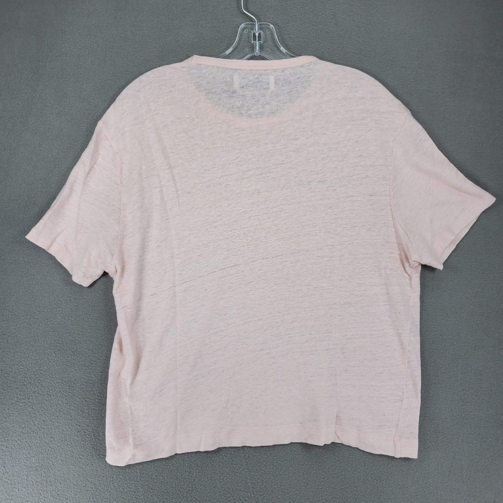 Officine Generale T-Shirt Women L Pink S/Sleeve Slub Oversized Crew Neck Basic - Picture 3 of 5